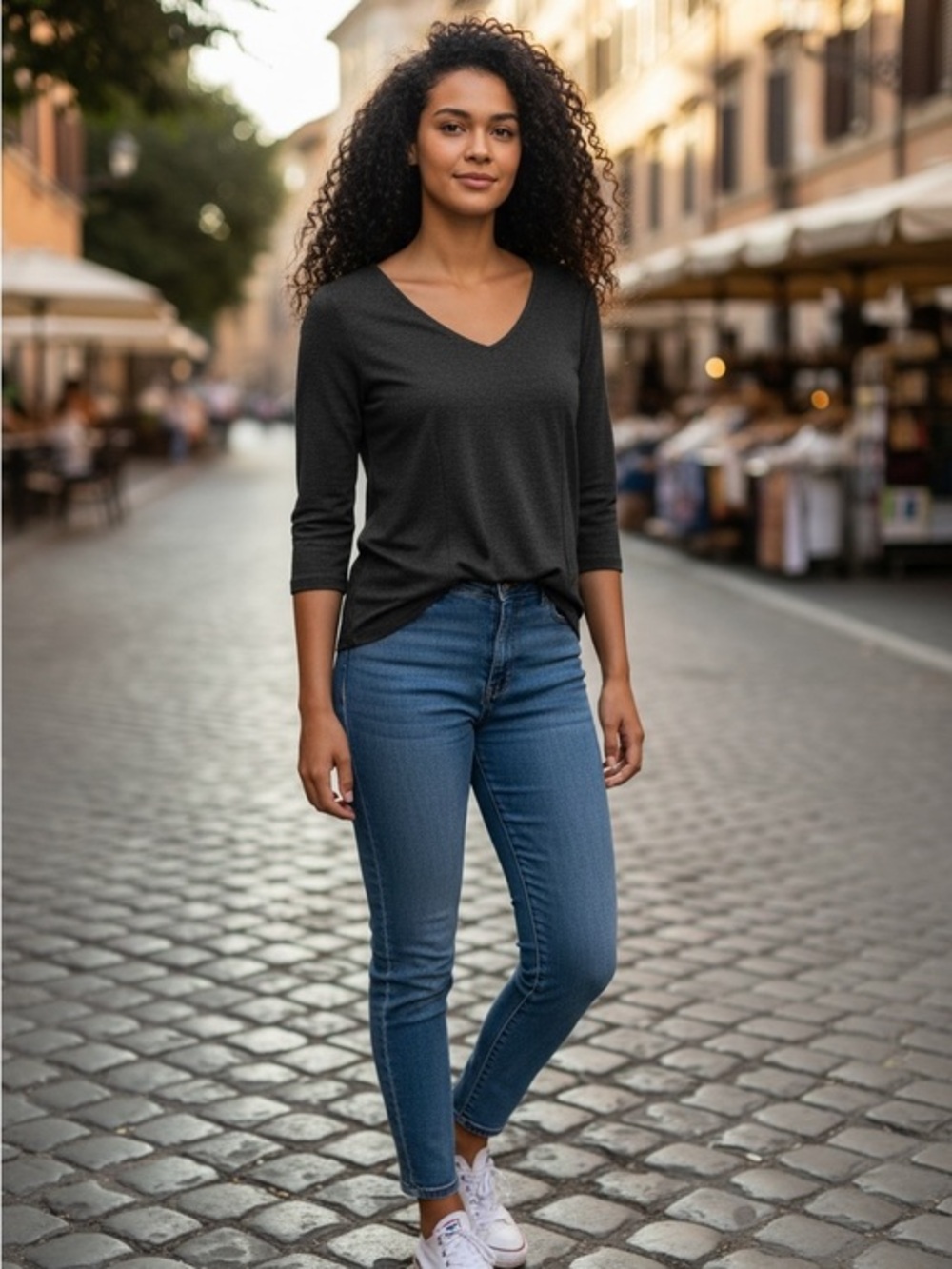 Ann Taylor Charcoal V-Neck Blouse